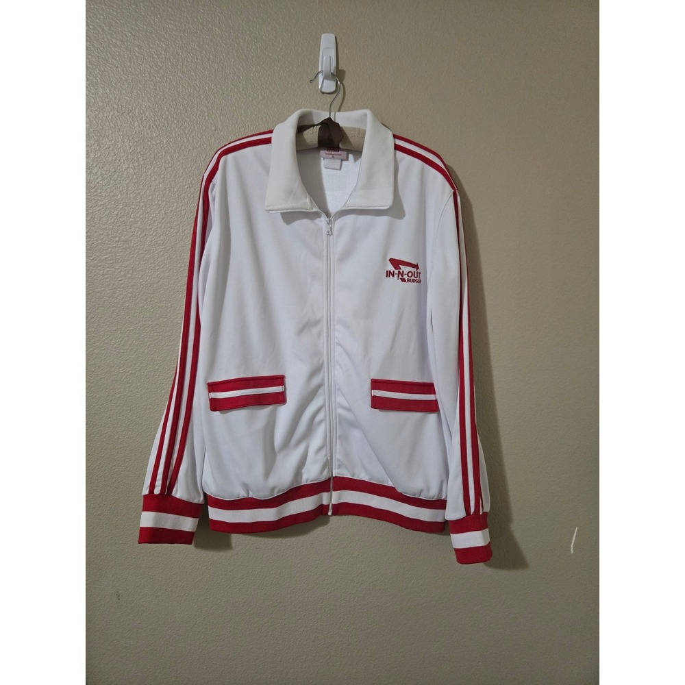 In-N-Out Burger Track Jacket White Red Striped Full Zip Logo XL Womens